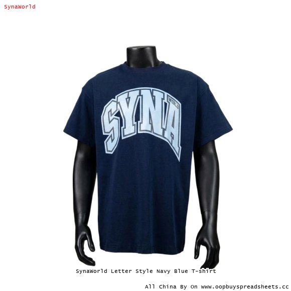 SynaWorld Letter Style Navy Blue T-shirt