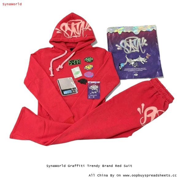 SynaWorld Graffiti Trendy Brand Red Suit