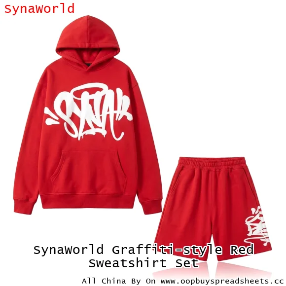 SynaWorld Graffiti-style Red Sweatshirt Set
