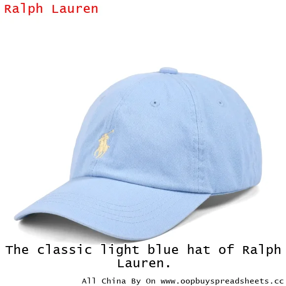 The classic light blue hat of Ralph Lauren.