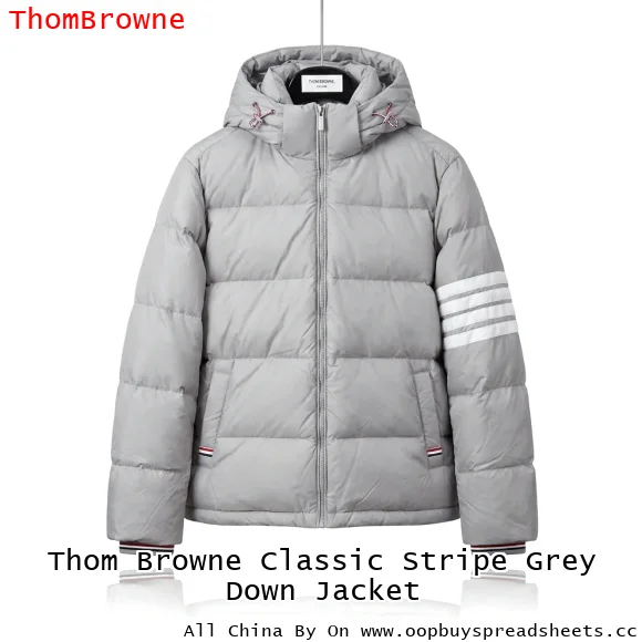 Thom Browne Classic Stripe Grey Down Jacket