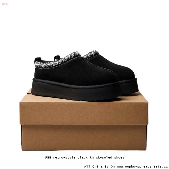 UGG retro-style black thick-soled shoes