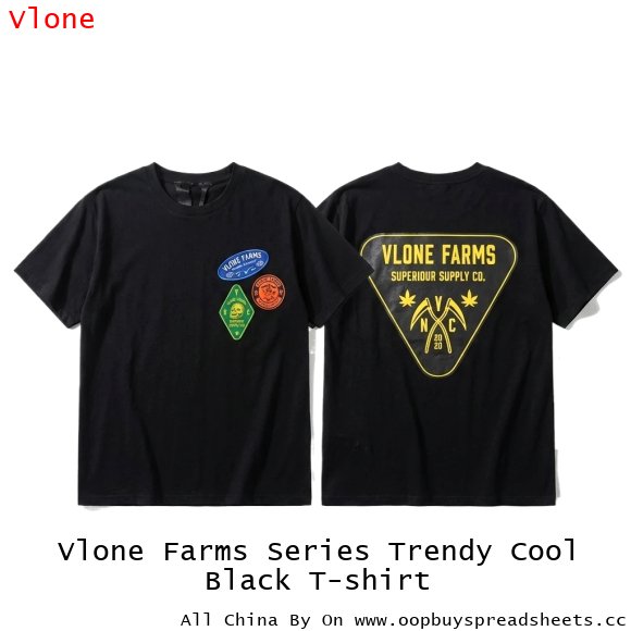 Vlone Farms Series Trendy Cool Black T-shirt