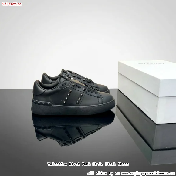 Valentino Rivet Punk Style Black Shoes
