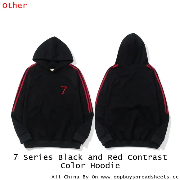7 Series Black and Red Contrast Color Hoodie