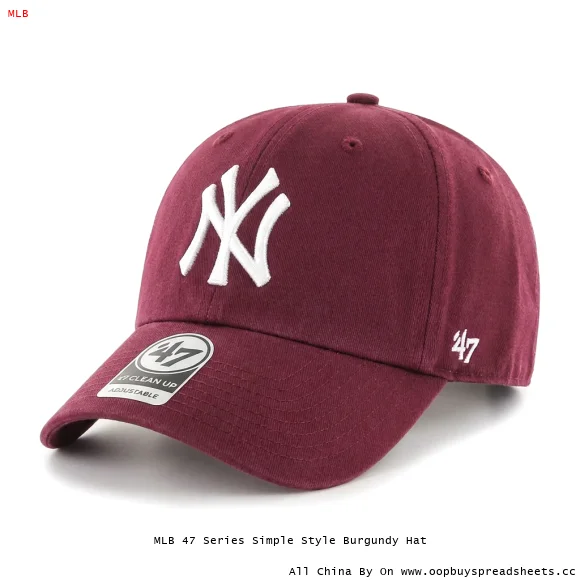 MLB 47 Series Simple Style Burgundy Hat