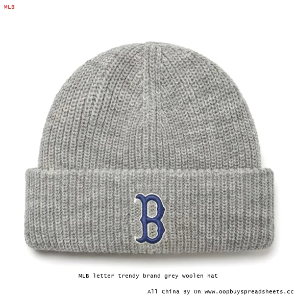 MLB letter trendy brand grey woolen hat