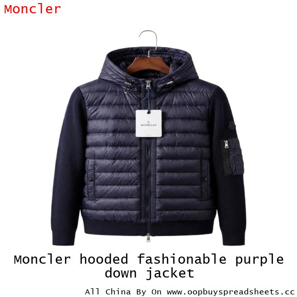 Moncler hooded fashionable purple down jacket