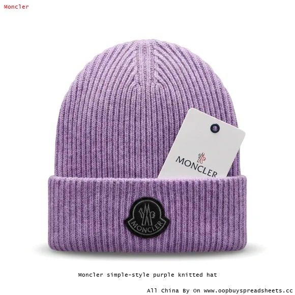 Moncler simple-style purple knitted hat