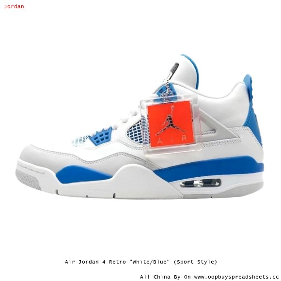 Air Jordan 4 Retro "White/Blue" (Sport Style)