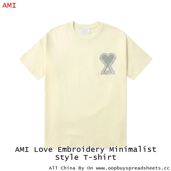 AMI Love Embroidery Minimalist Style T-shirt