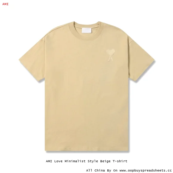 AMI Love Minimalist Style Beige T-shirt