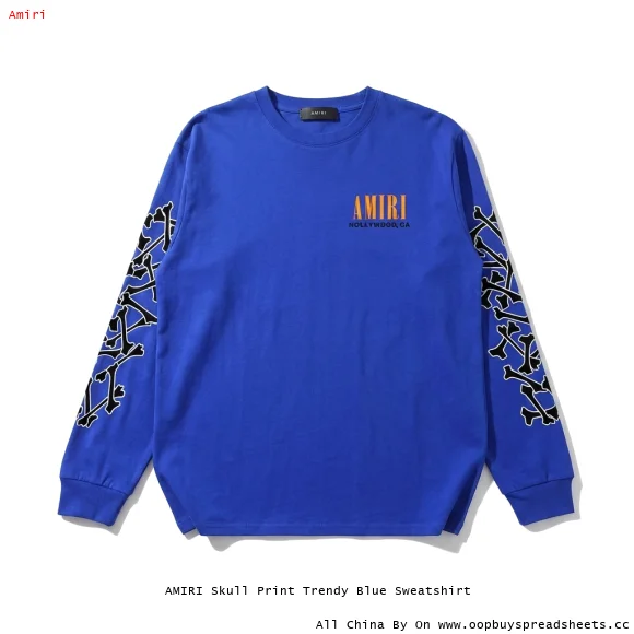 AMIRI Skull Print Trendy Blue Sweatshirt