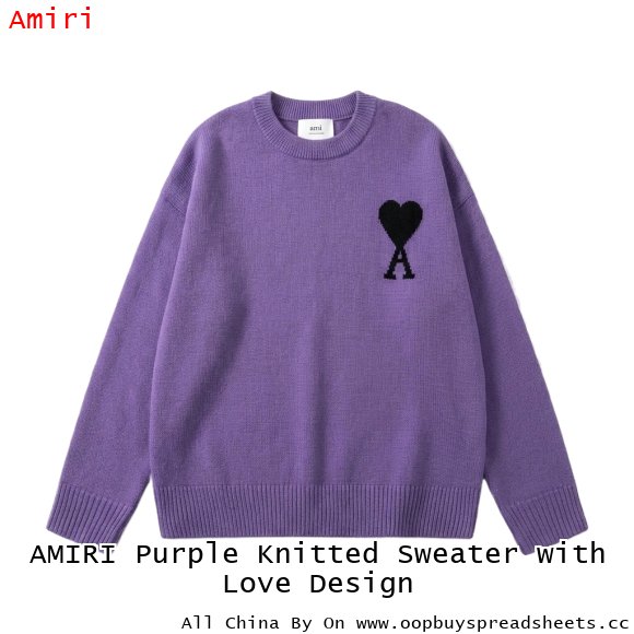 AMIRI Purple Knitted Sweater with Love Design