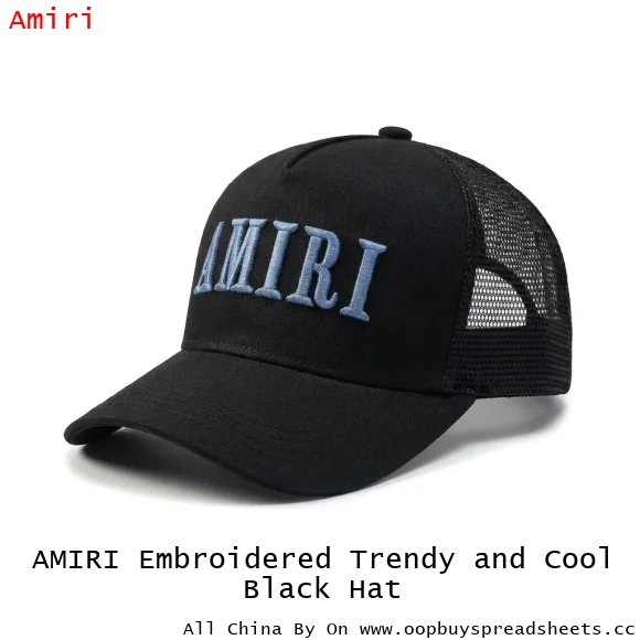 AMIRI Embroidered Trendy and Cool Black Hat