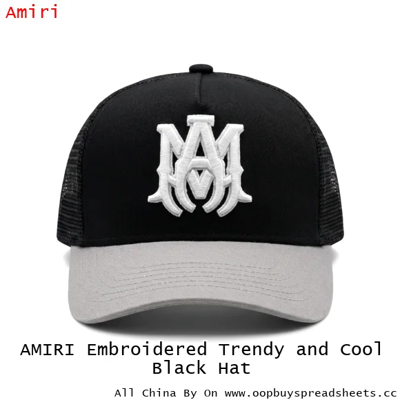 AMIRI Embroidered Trendy and Cool Black Hat