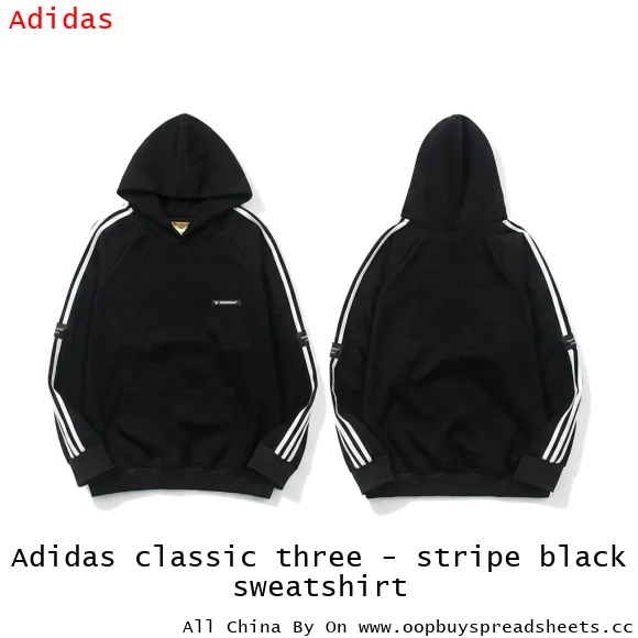 Adidas classic three - stripe black sweatshirt