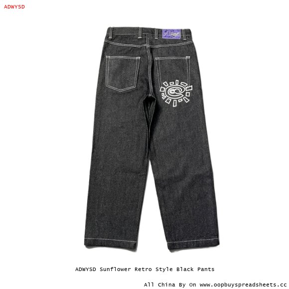 ADWYSD Sunflower Retro Style Black Pants