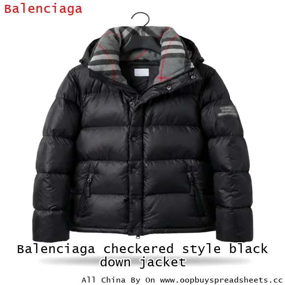 Balenciaga checkered style black down jacket
