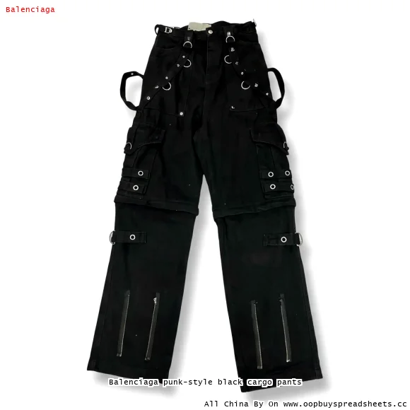 Balenciaga punk-style black cargo pants