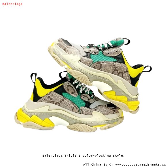 Balenciaga Triple S color-blocking style.