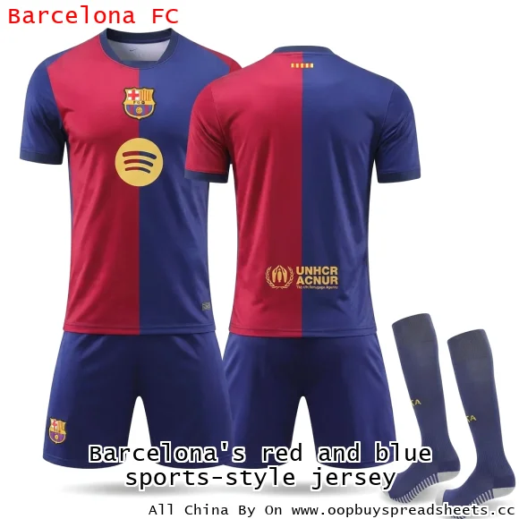 Barcelona's red and blue sports-style jersey