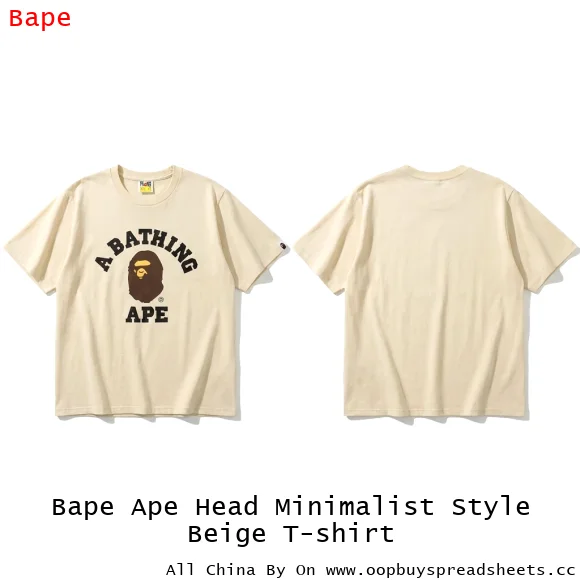 Bape Ape Head Minimalist Style Beige T-shirt