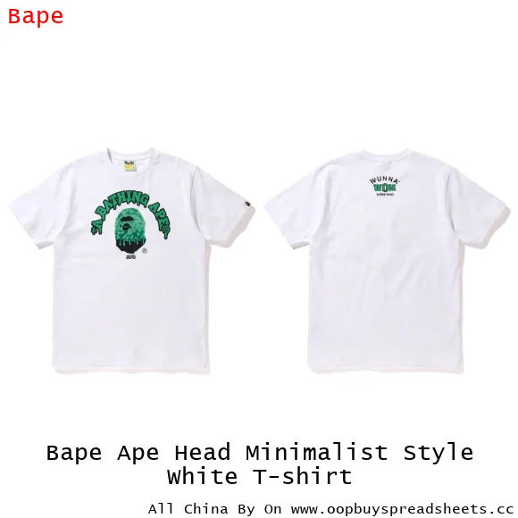 Bape Ape Head Minimalist Style White T-shirt