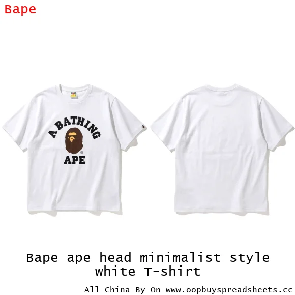 Bape ape head minimalist style white T-shirt