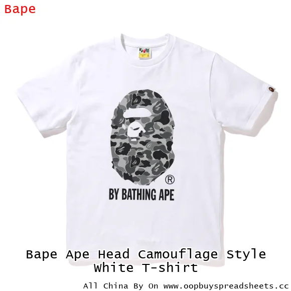 Bape Ape Head Camouflage Style White T-shirt