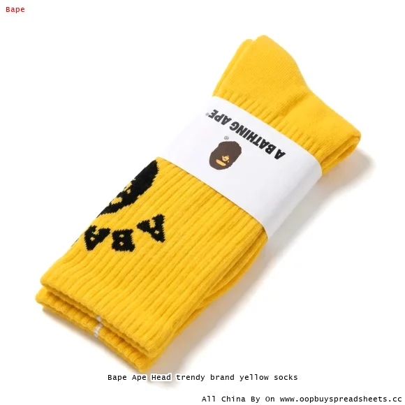 Bape Ape Head trendy brand yellow socks