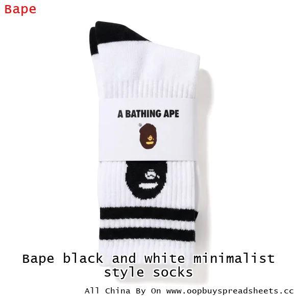 Bape black and white minimalist style socks