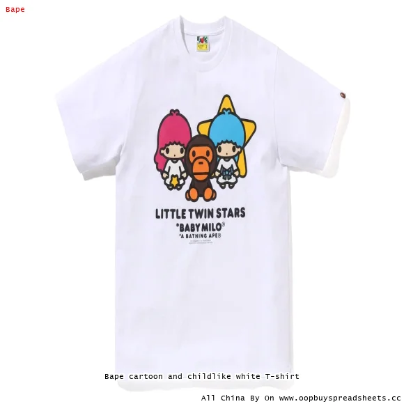 Bape cartoon and childlike white T-shirt