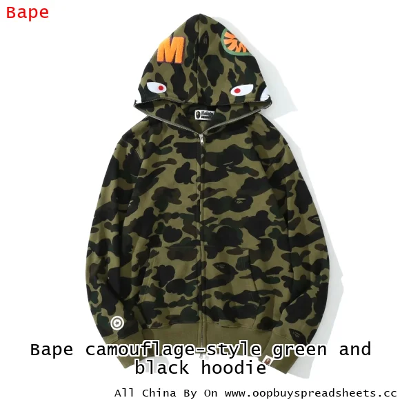 Bape camouflage-style green and black hoodie