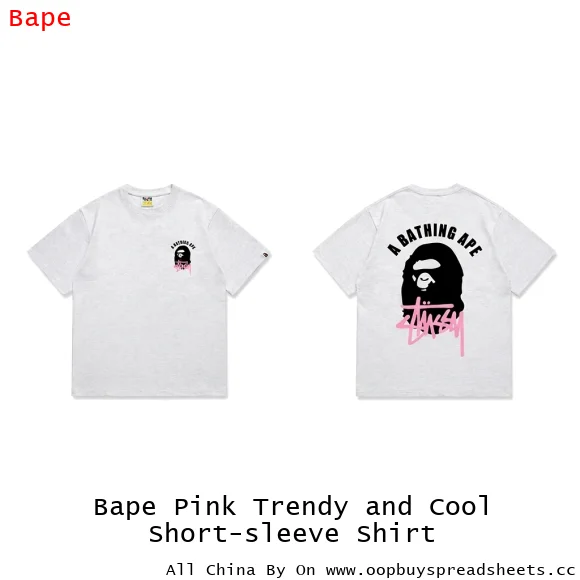 Bape Pink Trendy and Cool Short-sleeve Shirt