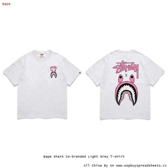 Bape Shark Co-branded Light Grey T-shirt