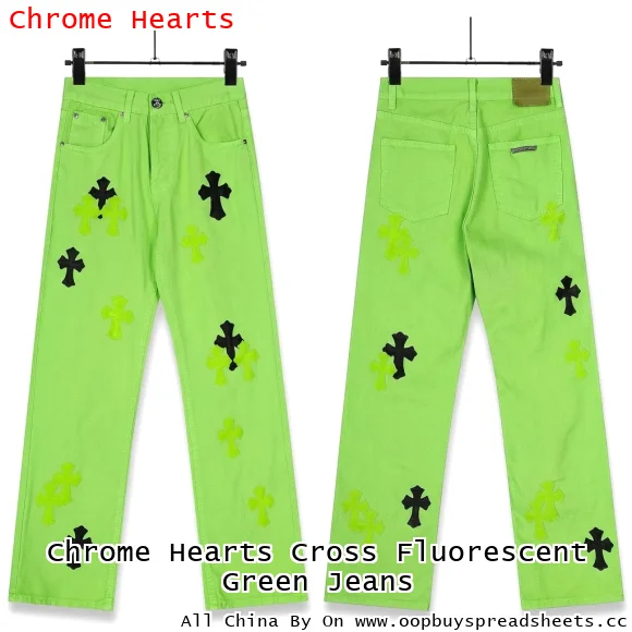 Chrome Hearts Cross Fluorescent Green Jeans