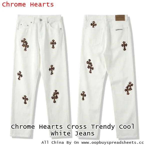 Chrome Hearts Cross Trendy Cool White Jeans