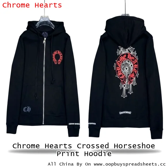 Chrome Hearts Crossed Horseshoe Print Hoodie