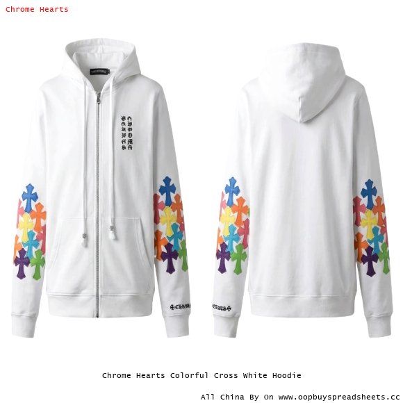 Chrome Hearts Colorful Cross White Hoodie