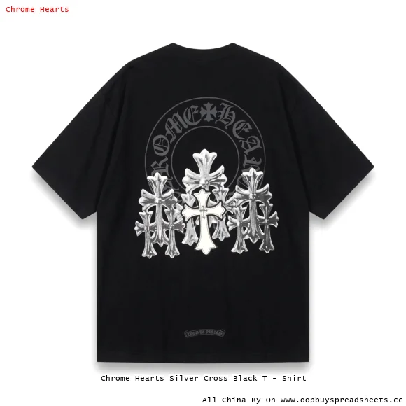 Chrome Hearts Silver Cross Black T - Shirt
