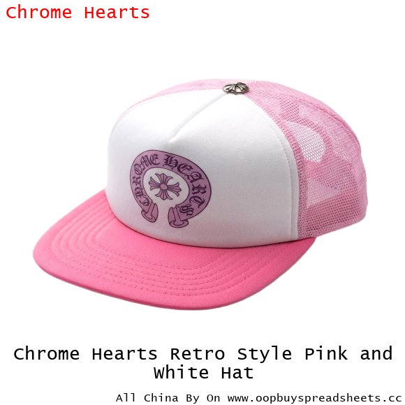 Chrome Hearts Retro Style Pink and White Hat
