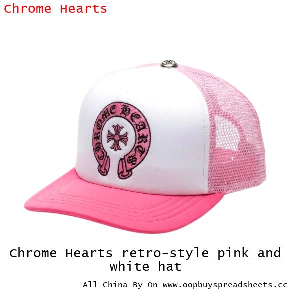 Chrome Hearts retro-style pink and white hat
