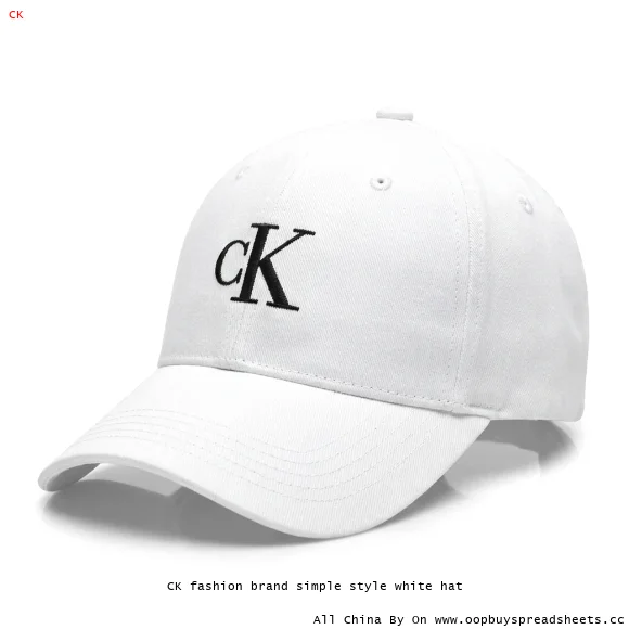 CK fashion brand simple style white hat