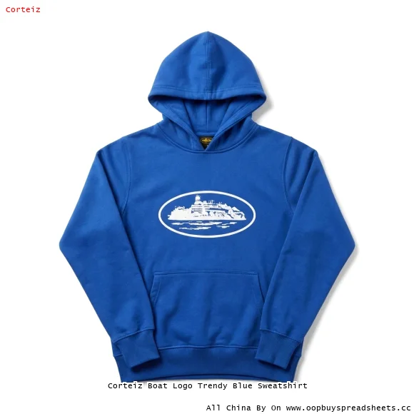 Corteiz Boat Logo Trendy Blue Sweatshirt