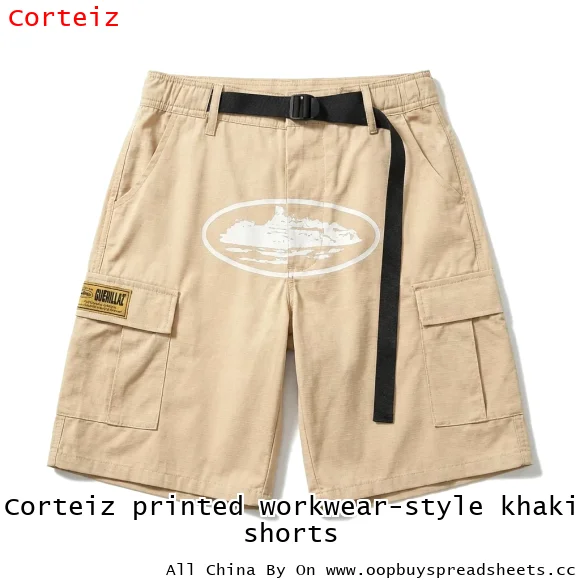 Corteiz printed workwear-style khaki shorts