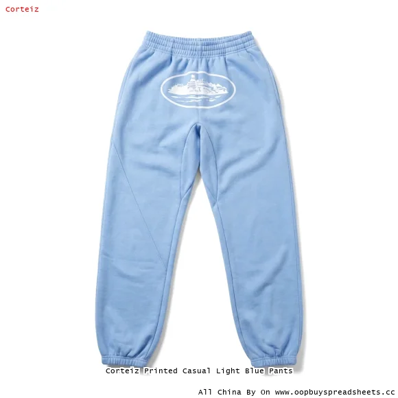 Corteiz Printed Casual Light Blue Pants