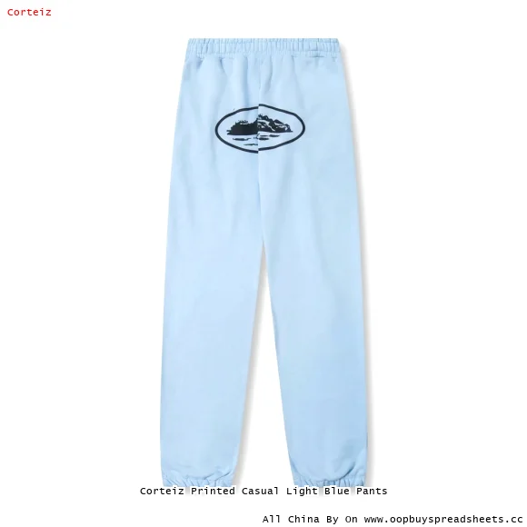 Corteiz Printed Casual Light Blue Pants