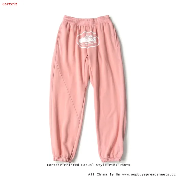 Corteiz Printed Casual Style Pink Pants