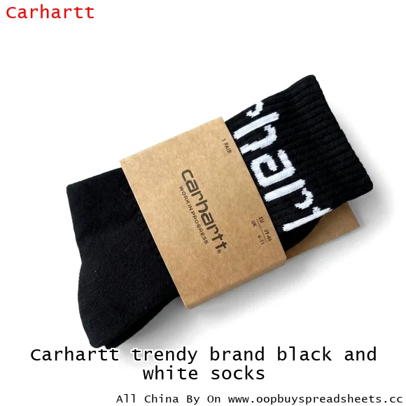 Carhartt trendy brand black and white socks